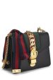 Gucci,  Black Leather Web Sylvie Chain Bag Mini, Black Fashion