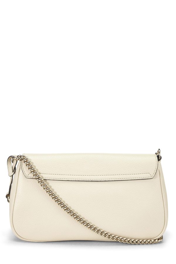 Gucci,  Beige Grained Leather Soho Chain Flap Crossbody, Gold Hot on Sale