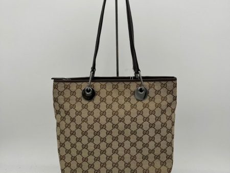 Gucci Canvas GG Monogram Medium Shoulder Bag - Beige Brown For Sale