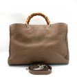 Gucci Brown Leather Bamboo Handle Bag with Detachable Strap, Large Size Supply