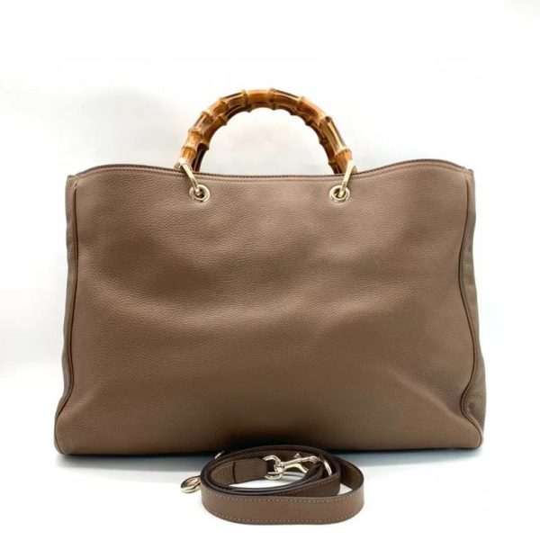 Gucci Brown Leather Bamboo Handle Bag with Detachable Strap, Large Size Supply