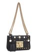 Gucci,  Black Leather Studded Padlock Shoulder Bag Small, Black Online