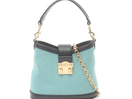 Gucci GG Leather 2-Way Chain Bag in Teal and Black For Cheap