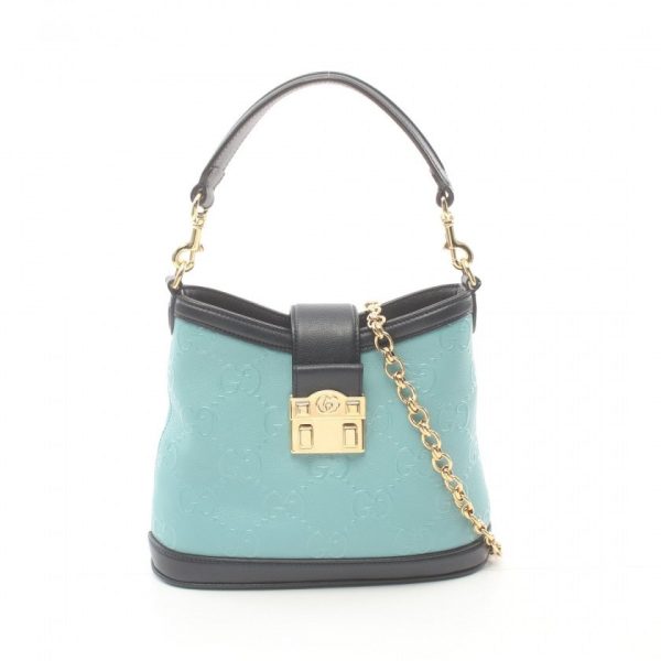 Gucci GG Leather 2-Way Chain Bag in Teal and Black For Cheap