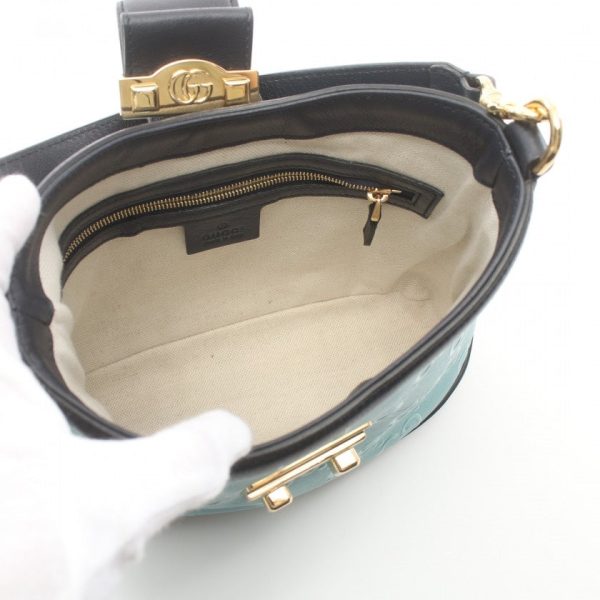 Gucci GG Leather 2-Way Chain Bag in Teal and Black For Cheap