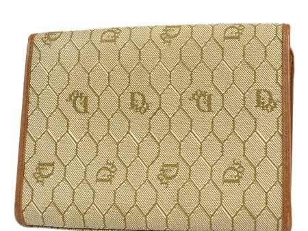 Christian Dior 1980s Honeycomb Clutch Bag Beige Fashion