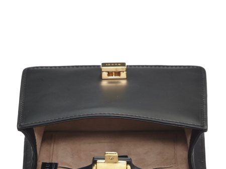 Gucci,  Black Leather Web Sylvie Chain Bag Mini, Black Fashion