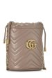 Gucci,  Beige Leather GG Marmont Chain Bucket Bag Small, Beige For Sale