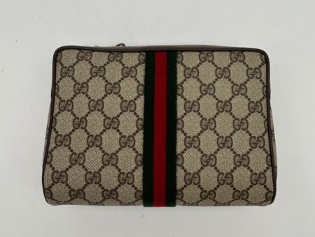 Gucci Beige Multicolor Canvas Leather Medium Clutch & Wristlet Hot on Sale