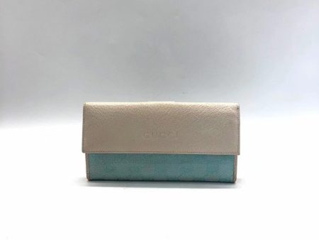 Gucci Bifold Wallet Beige and Light Blue Medium Size For Discount