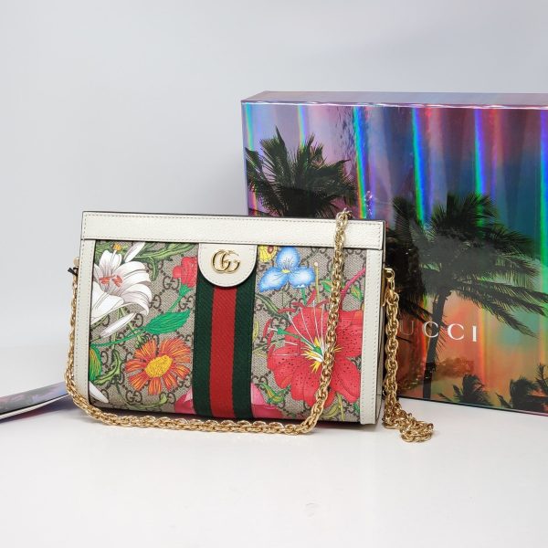 Gucci Ophidia GG Flora White Clutch & Shoulder Bag Hot on Sale