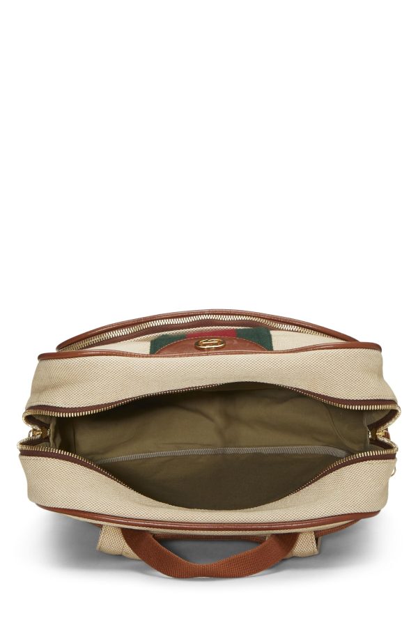 Gucci,  Beige Canvas Web Backpack, Brown Discount