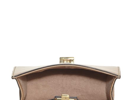 Gucci,  Beige Leather Web Sylvie Mini, Beige Online Sale