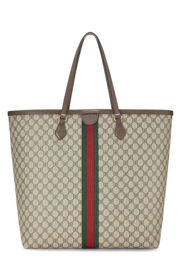 Balenciaga,  Balenciaga x Gucci Beige Coated Canvas Hacker Graffiti Tote Large, Brown Online now