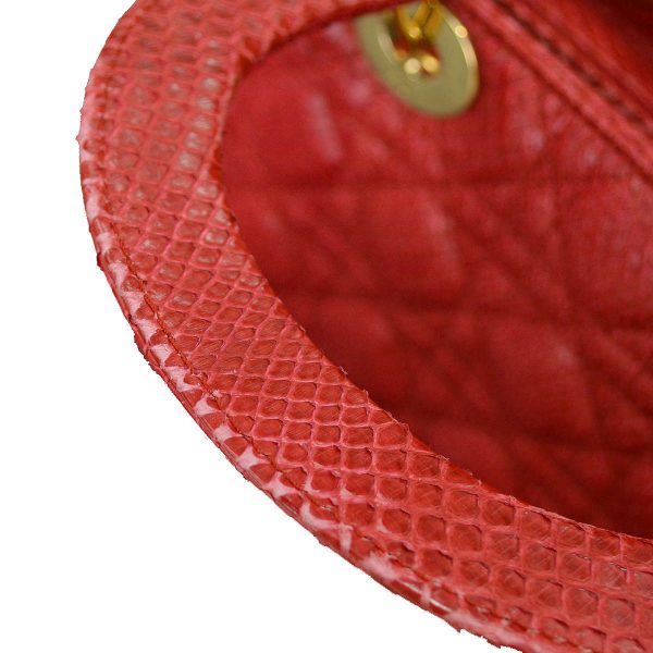 Christian Dior * Red Python Lady Dior Cannage Handbag Sale