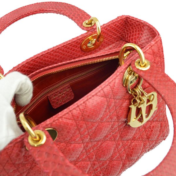 Christian Dior * Red Python Lady Dior Cannage Handbag Sale