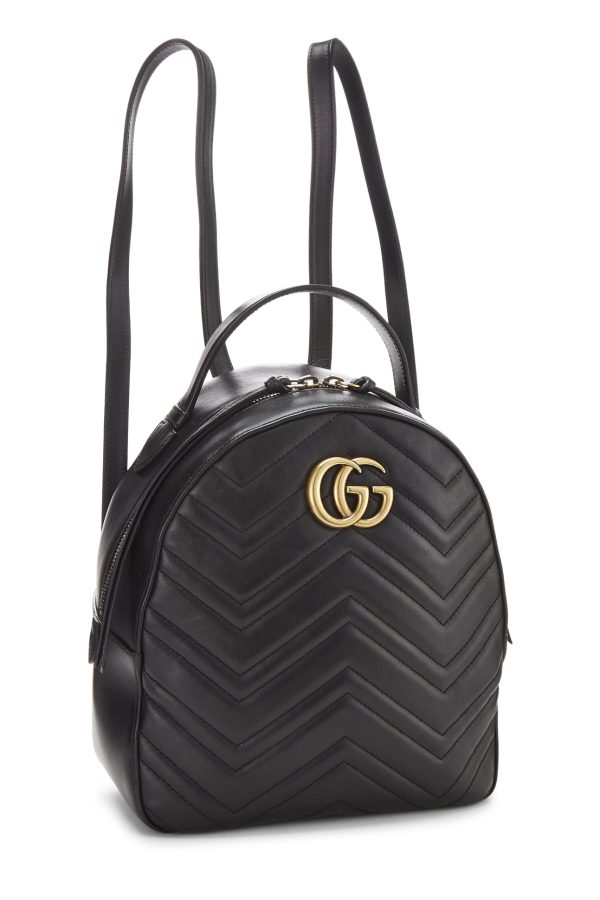 Gucci,  Black Leather GG Marmont Backpack, Black Online Hot Sale