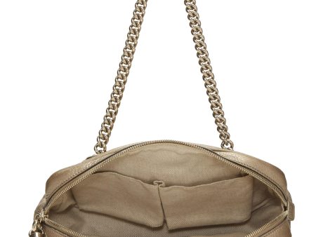 Gucci,  Metallic Gold Grained Leather Soho Chain Shoulder Bag, Gold Fashion