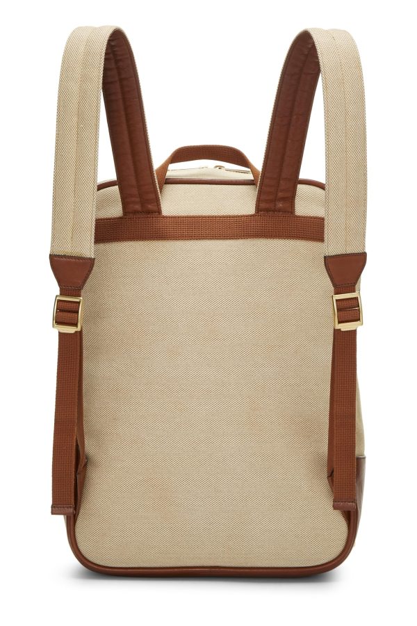 Gucci,  Beige Canvas Web Backpack, Brown Discount