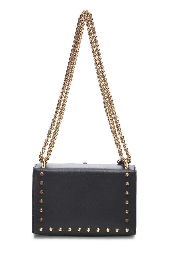 Gucci,  Black Leather Studded Padlock Shoulder Bag Small, Black Online