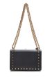 Gucci,  Black Leather Studded Padlock Shoulder Bag Small, Black Online