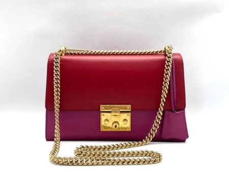 Gucci Padlock Bag Medium Red and Purple Leather with Gold Chain Strap Cheap