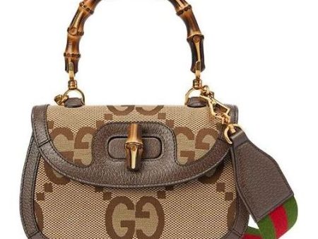 (WMNS) Gucci Bamboo 1947 Jumbo GG Small Top Handle Bag  Beige Brown  675797-UKMDT-2570 on Sale