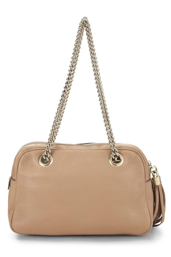 Gucci,  Beige Grained Leather Soho Chain Shoulder Bag, Beige Online now