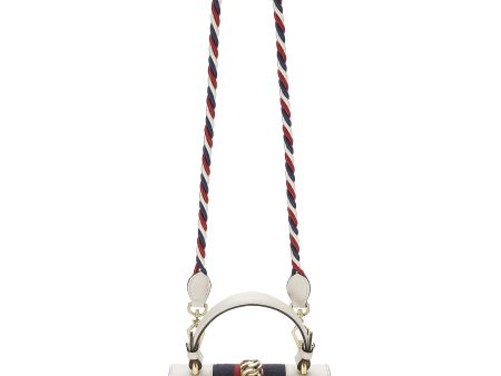 Gucci,  White Embroidered Leather Web Sylvie Mini, White Hot on Sale