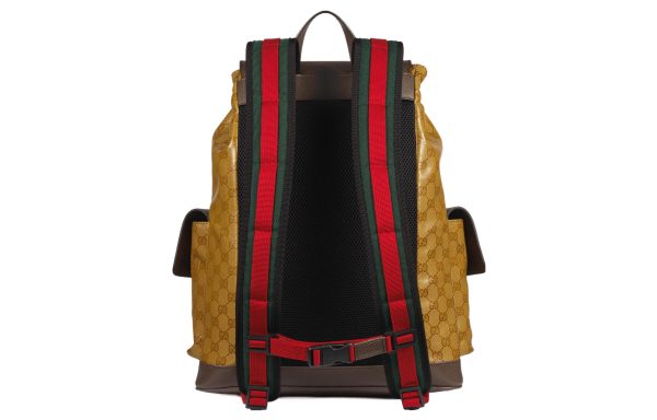 Gucci x adidas Logo backpack schoolbag Brown Yellow 22 495563-UVSHT-7269 For Sale