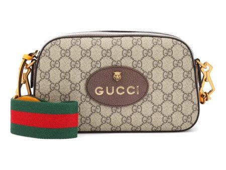 Gucci Neo Vintage Metallic Tiger Head Logo Stripe Webbing Shoulder Messenger Bag Unisex     Brown   Yellow 476466-K9GVT-8856 Supply