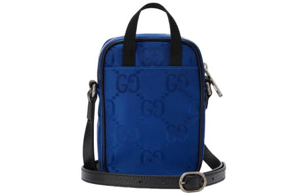 Gucci Off The Grid OTG Environmental Friendly Series Logo Leather Logo Nylon handbag Mini Blue Black 643882-H9HLN-4267 Online Sale