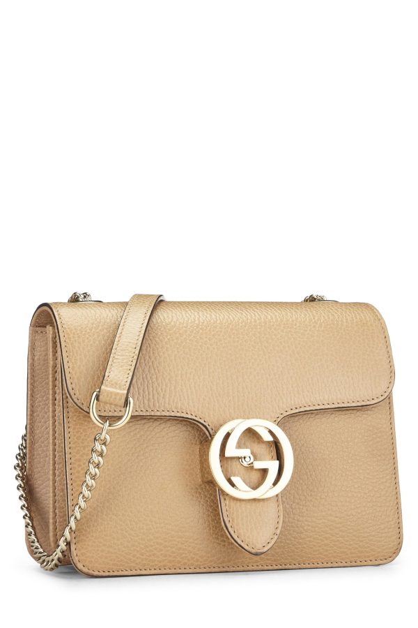 Gucci,  Beige Leather Interlocking Crossbody Small, Beige For Cheap