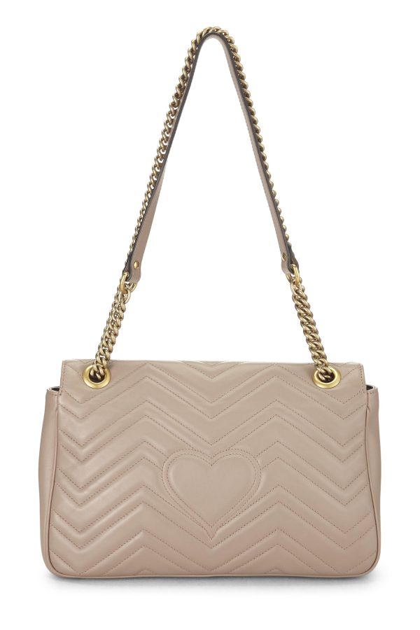 Gucci,  Beige Leather GG Marmont Shoulder Bag, Beige Hot on Sale