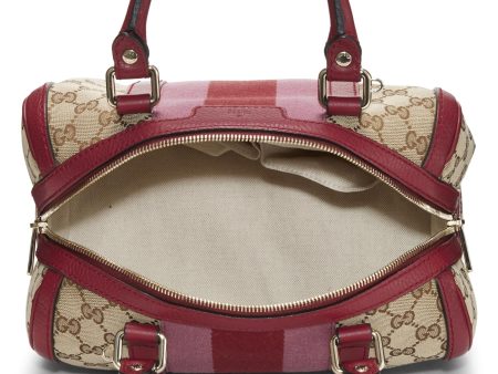 Gucci,  Red Original GG Canvas Web Boston Bag Small, Red For Discount