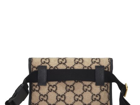 Gucci,  Beige & Black Original GG Wool Waist Pouch, Black Cheap