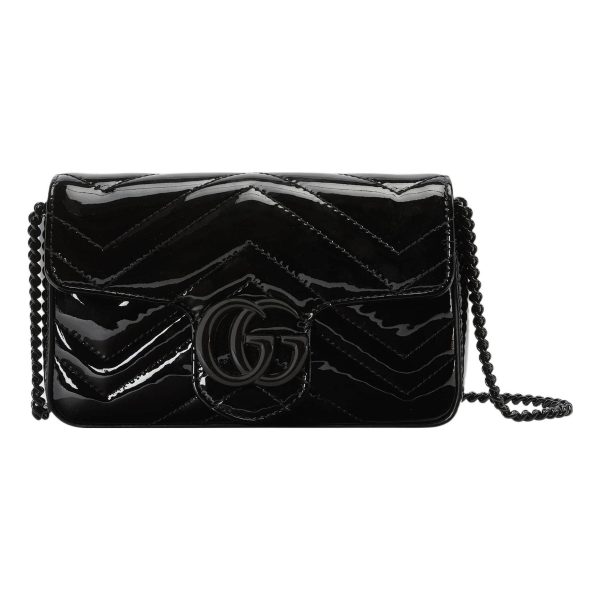 (WMNS) Gucci GG Marmont Patent Super Mini Bag  Black Patent Leather  476433-AACDE-1000 For Cheap