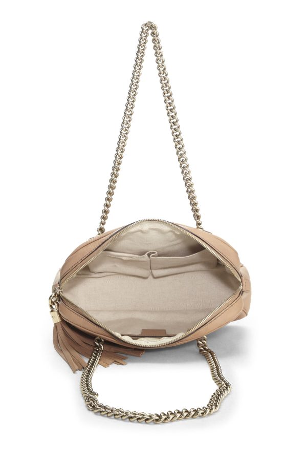 Gucci,  Beige Grained Leather Soho Chain Shoulder Bag, Beige Online now