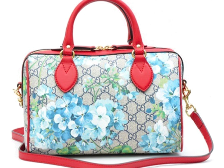 (WMNS) Gucci Blooms Logo Printing Boston handbag Small Blue   Red Classic 546314-KU2IG-8492 Online now