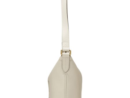 Gucci,  White Leather Logo Print Half Moon Hobo, White on Sale