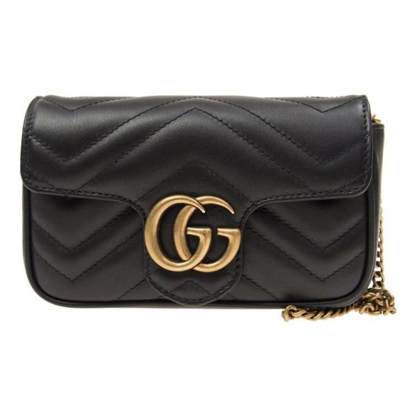 (WMNS) Gucci GG Marmont Matelasse leather super mini bag  Black  476433-DSVRT-1000 For Cheap