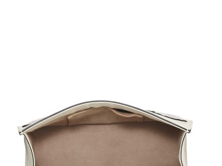 Gucci,  White Leather Embroidered Sylvie Shoulder Bag Small, White on Sale