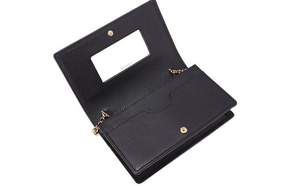 (WMNS) Gucci Marmont Leather Mini Chain Bag  Black Gold  497985-CAO0G-1000 Hot on Sale