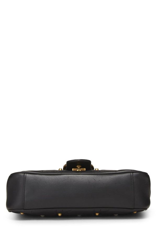 Gucci,  Black Faux Pearl Matelassé Leather Marmont Shoulder Bag Small, Black Hot on Sale