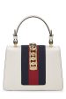 Gucci,  White Embroidered Leather Web Sylvie Mini, White Hot on Sale