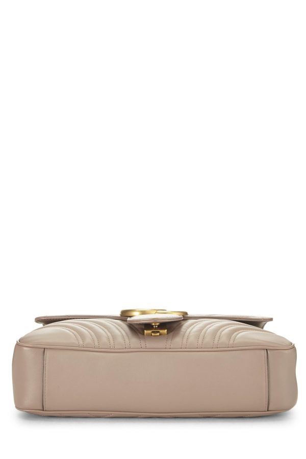 Gucci,  Beige Leather GG Marmont Shoulder Bag, Beige Hot on Sale