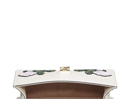 Gucci,  White Floral Embroidered Leather Sylvie Shoulder Bag Small, White For Cheap