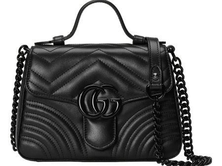 (WMNS) Gucci GG Marmont Top Handle Bag  Black  702563-DTDFV-1000 Online Sale