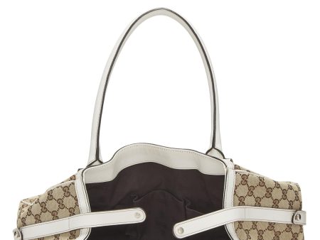 Gucci,  White Original GG Canvas Matchball Abbey Tote Large, White Hot on Sale