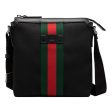 Men s Gucci Red Green Stripe Webbing Leather Logo Canvas Shoulder Messenger Bag Black 631195-KWT7N-1060 For Cheap